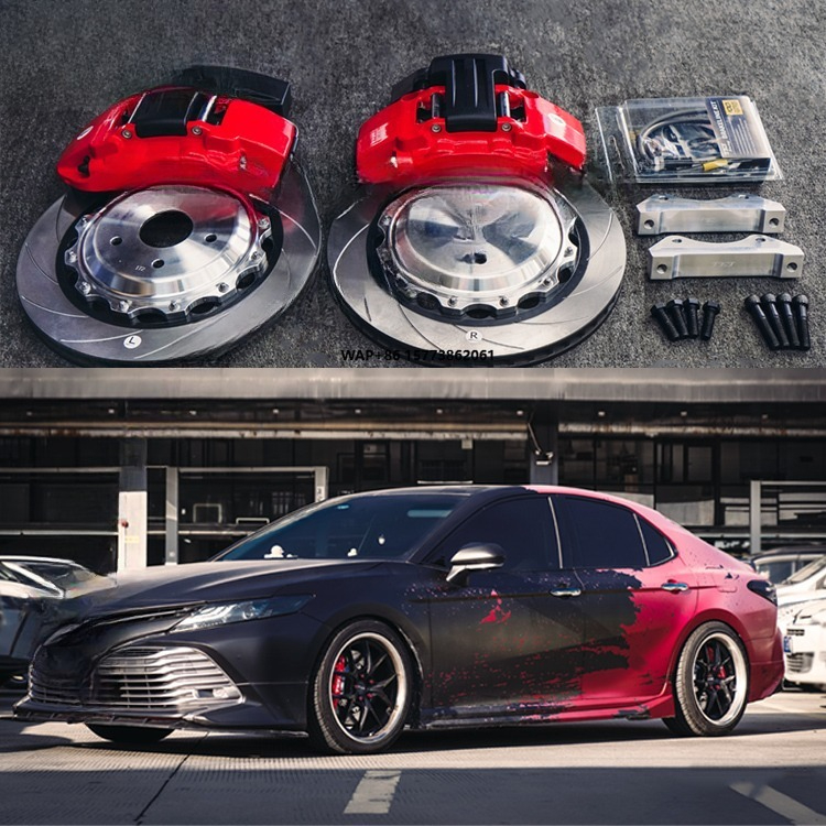 Brake Rotor - リアEブレーキキット 4ピストンキャリパー 355×28mmローター BBKオートブレーキシステム カムリXV70用EPB対応 19インチカーリム用