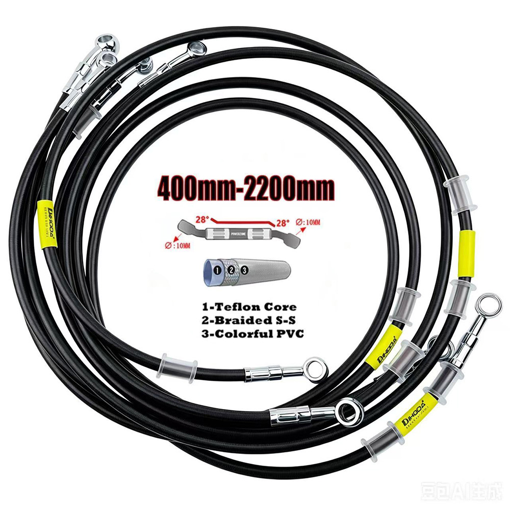 Motorcycle Brake Cable - 400-2200 ミリメートルオートバイ油圧ブレーキホースラインケーブル 10 ミリメートルバンジョースズキカワサキヤマハホンダパイプライン編組オイルホース