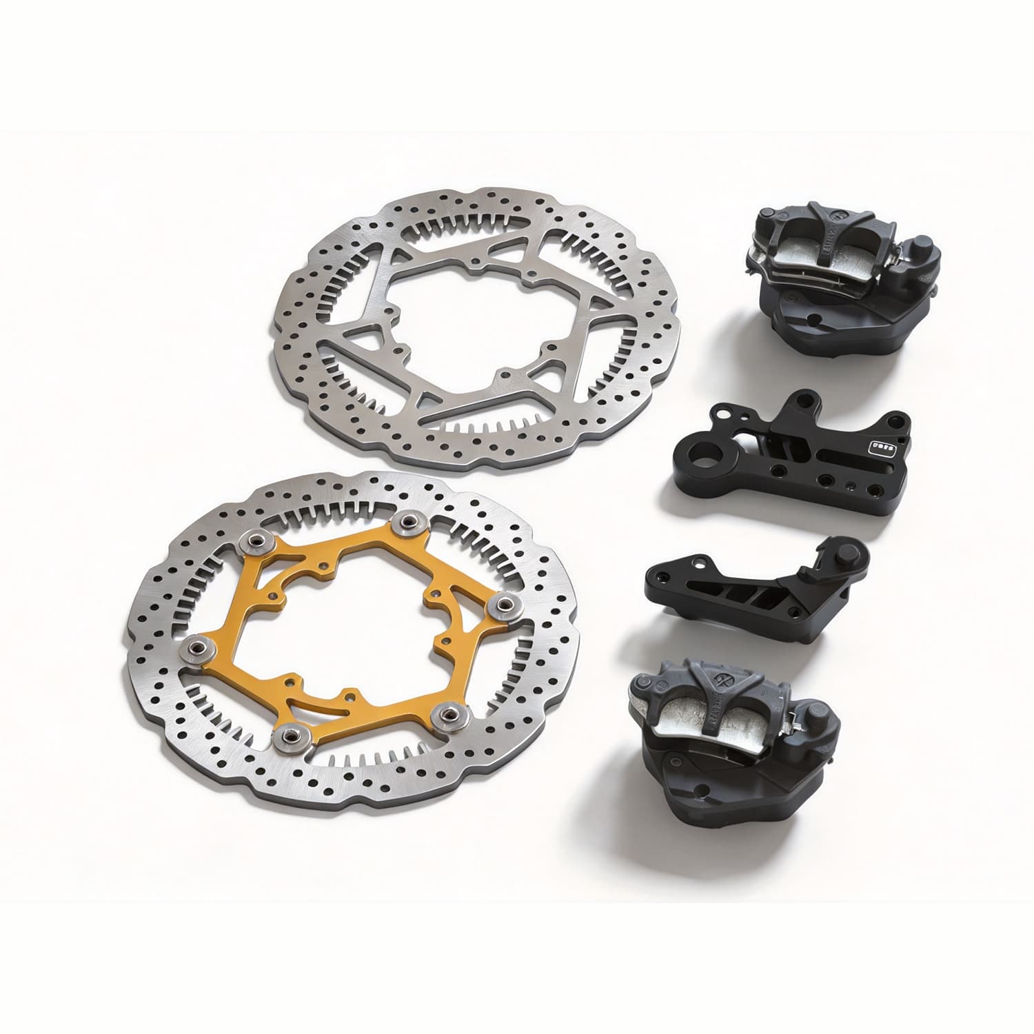 Front Rear Brake Caliper Bracket Kit - ウルトラビー コンプリートブレーキアップグレードキット 280mmフローティングフロントローター/270mmリアローター CNCブラケット スーパーモトパフォーマンスブレーキ