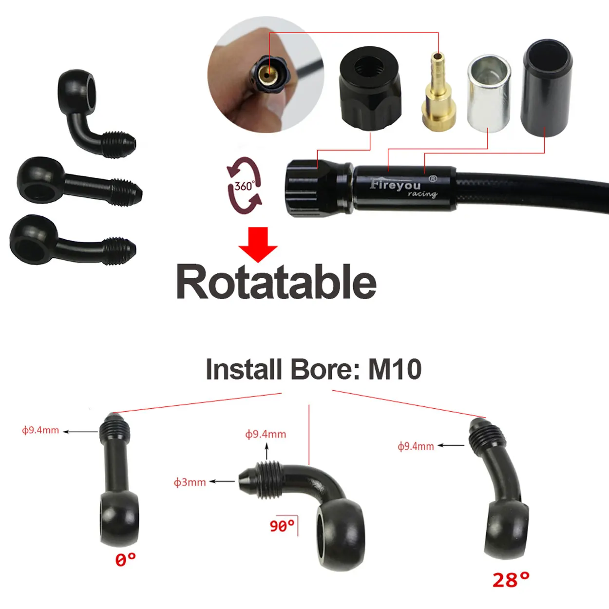 AN3 編組ブレーキホースオートバイ油圧クラッチチューブマス - Motorcycle Brake Cable のレビューと価格
