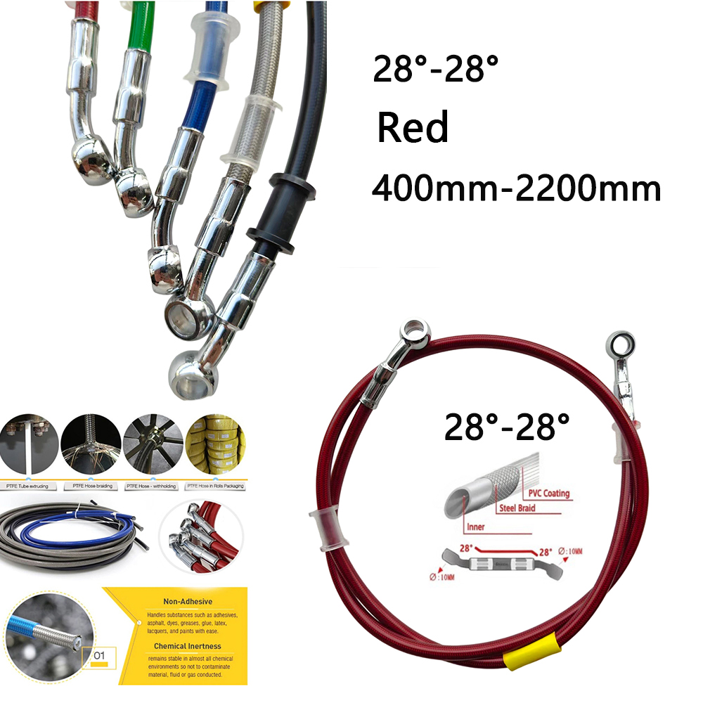 28-28 レッドユニバーサルオートバイ油圧ブレーキライン鋼 - Motorcycle Brake Cable のレビューと価格